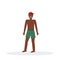 African american man wearing swim shorts standing pose happy guy summer vacation concept male cartoon character full