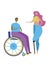 An African American man in a wheelchair and a European girl with a prosthetic leg, a vector stock illustration as a concept of