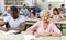 African American man and woman take exam