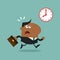 African American Manager Running Past A Clock Modern Flat Design