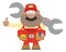 African American Mechanic Cartoon Character Holding Huge Wrench And Giving A Thumb Up Flat Syle