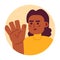 African american mid adult woman saying hi hello 2D vector avatar illustration