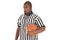 African American model in basketball referee uniform