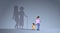 African american mother with daughter holding hands shadow of young and mature woman standing together imagination