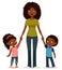 African American mother with two cute kids