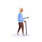 African american old man walking stick using smartphone elderly grandfather walk isolated cartoon character full length