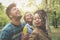 African American parents enjoying with daughter in park