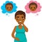 African American Pregnant Woman Wondering