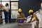 African american retail storehouse workers picking customer order