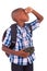 African American school boy holding binoculars - Black people