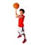 African American school boy playing basketball