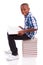 African American school boy reading a book - Black people