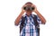 African American school boy using binoculars - Black people