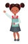 African American School girl character with books