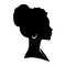 African American Side Silhouette with Curly Hair and Beautiful Face