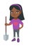 African-american smiling girl holding a shovel.