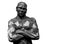 African american strong muscular bodybuilder isolated