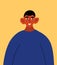 African american teen in long sleeve. Profile portrait of male cartoon character. The concept of tolerance for BLM.