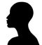 African American woman, African profile picture, silhouette. Girl from the side without hair with a shaved head, a bald head. silh