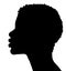 African American woman, African profile picture, silhouette. Girl from the side with very short hair. silhouette