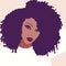 African american woman with big afro hair colorful portrait illustration