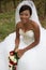 African American woman bride smiling ready for her wedding