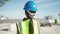 African american woman builder wearing hardhat at street