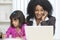 African American Woman Businesswoman Cell Phone Child