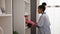 African american woman clean professional cleaning dust at home