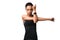 African American Woman Doing Deltoid Arm Stretch Exercising, Studio Shot