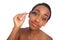 African American woman eyelash separator brush