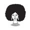 African american woman face, hand drawn logo of negroid race woman with curly hair.Social media avatar, simple icon.Doodle style,
