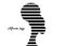 African American woman face profile. Logo women profile black silhouette fashion curly afro hair style concept, striped graphic
