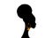 African American woman face profile. Logo women profile silhouette with fashion curly afro hair style concept isolated