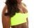 African American woman fitness green body chest