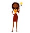 African american woman get an idea . Smiling young Business woman pointing up. Vector.
