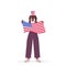 African american woman holding usa flag girl celebrating 4th of july independence day concept