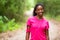 African american woman jogger portrait - Fitness, people and h