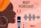African american woman recording podcast