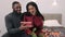 African american young couple celebrating Valentine\'s day at home