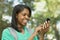 African American young woman on smart phone