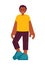 African american youngster standing semi flat color vector character