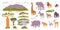 African animals and plants set of icons flat vector illustration isolated.