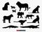African animals silhouettes set. Lion, cheetah, crocodile. Template for your design works.