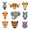 African Animals Stylized Geometric Portrait Set