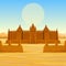 African architecture. The animation ancient building from clay.