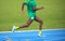 African athlete won the foot race with long strides and his musc