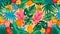 African banner with tropical leaves. Modern colorful tropical floral pattern. Abstract banner with tropical exotic monstera and