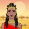 African beauty: animation portrait of the  beautiful black woman in Afro-hair and gold jewelry.