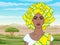 African beauty: animation portrait of the  beautiful black woman in a turban and ancient clothes and jewelry.